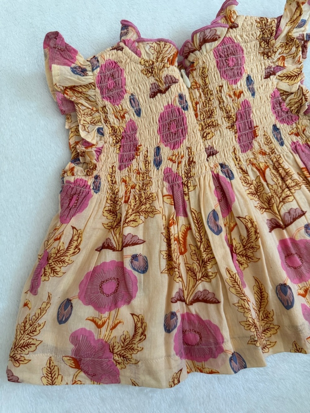 {NWT} Pink Chicken | Stevie Floral Smocked Boho Dress Set Purple Gilded (3/6M) - Picture 5 of 15